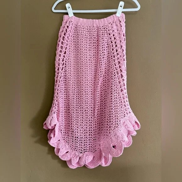 Chasing Unicorns Pink Moon Crochet Midi Skirt, Size S - Picture 1 of 16